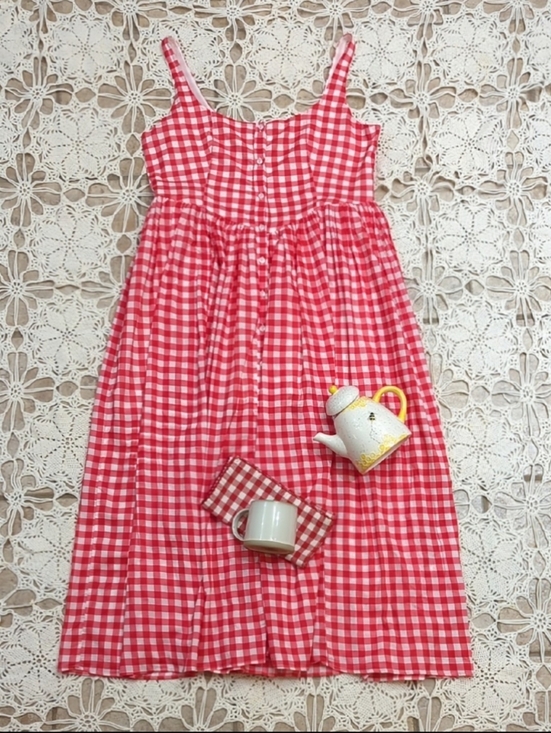 ASOS Dresses & Skirts - Asos Gingham Picnic Red And White Check Button Down Maxi Sun Dress
